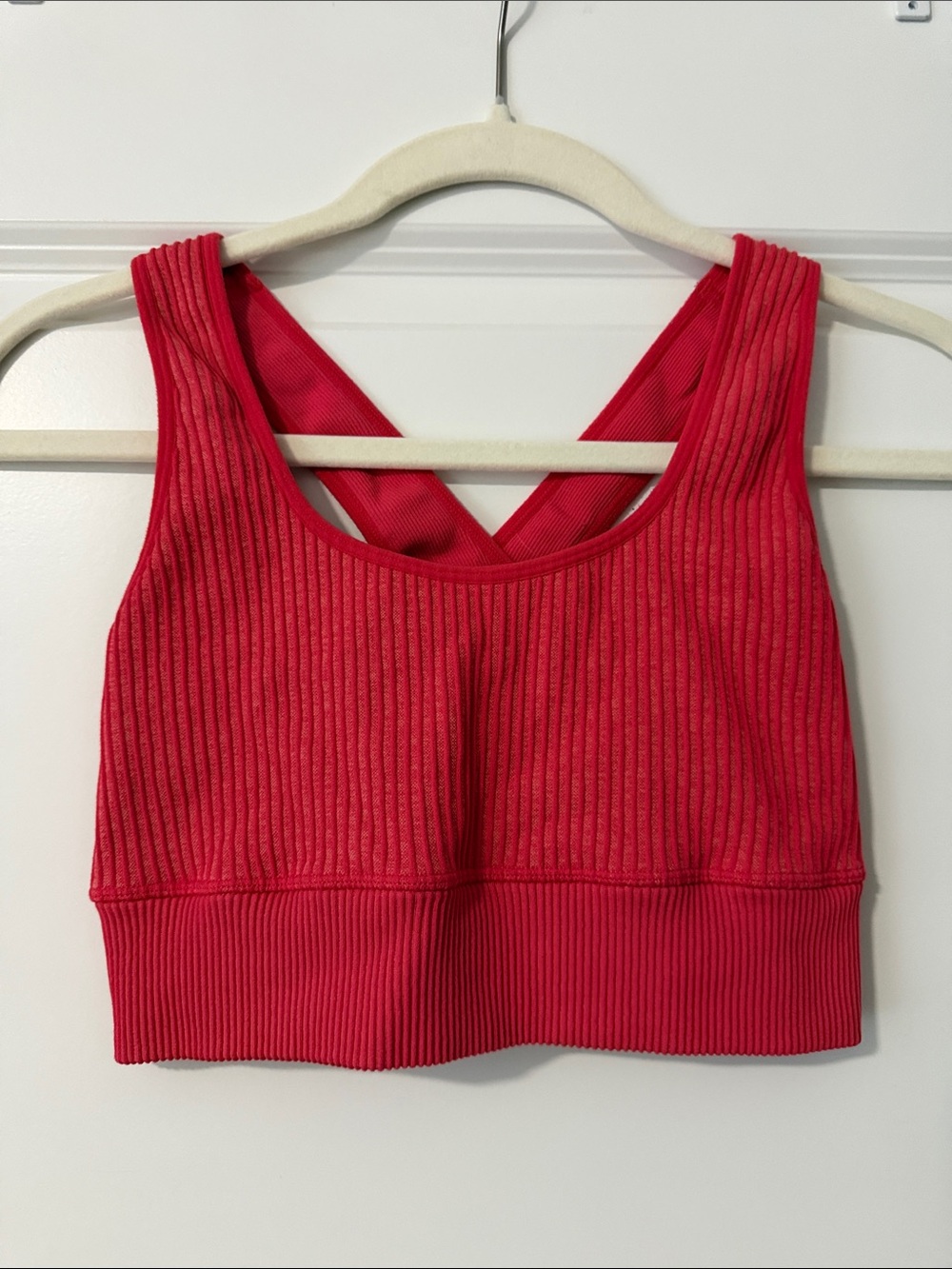 JoyLab Red Ribbed Cross-Back Sports Bra